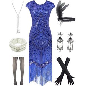 7995 1920s Vintage Flapper Fringe Beaded Gatsby Party Dress